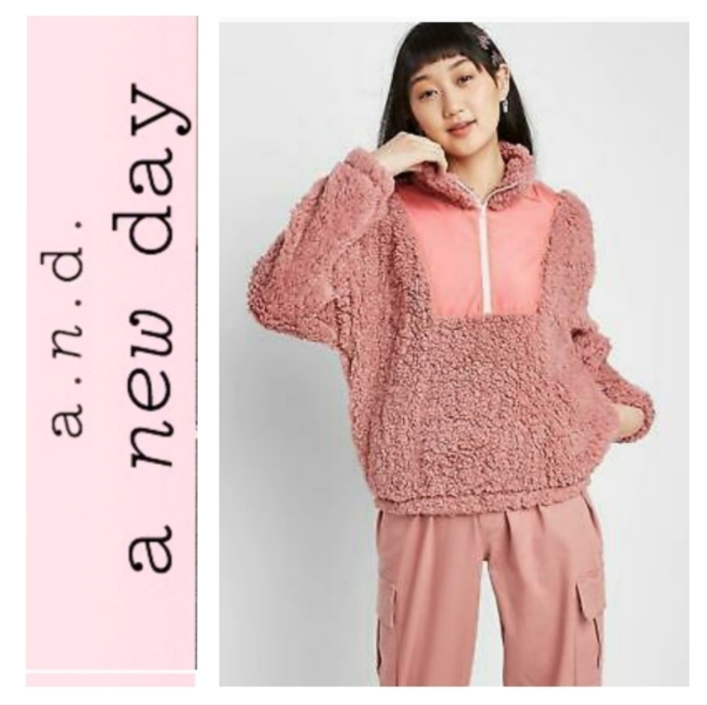 WILD FABLE Women's Long Sleeves Sherpa Sweater